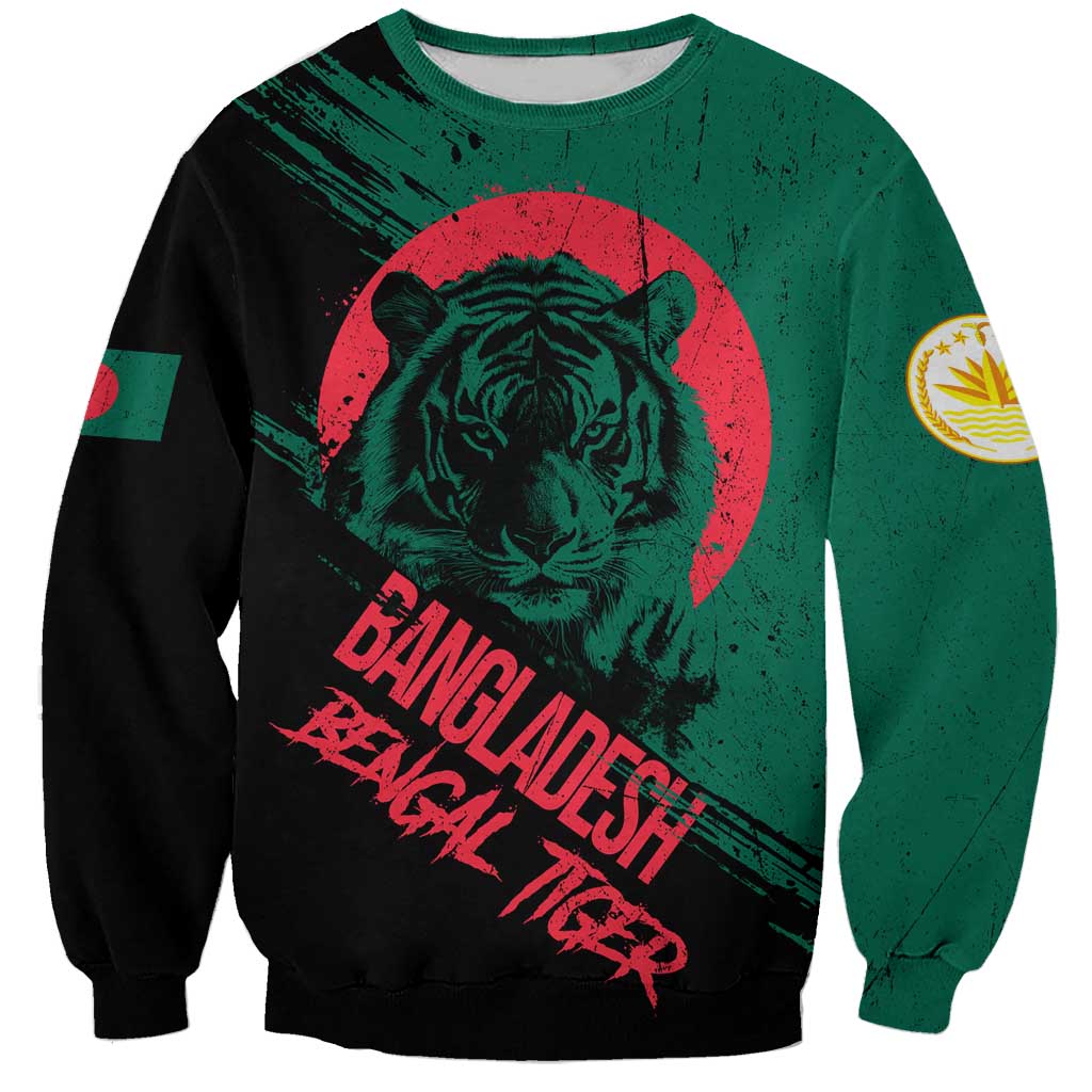 Bangladesh Bengal Tiger Sweatshirt with National Flag and Emblem Design