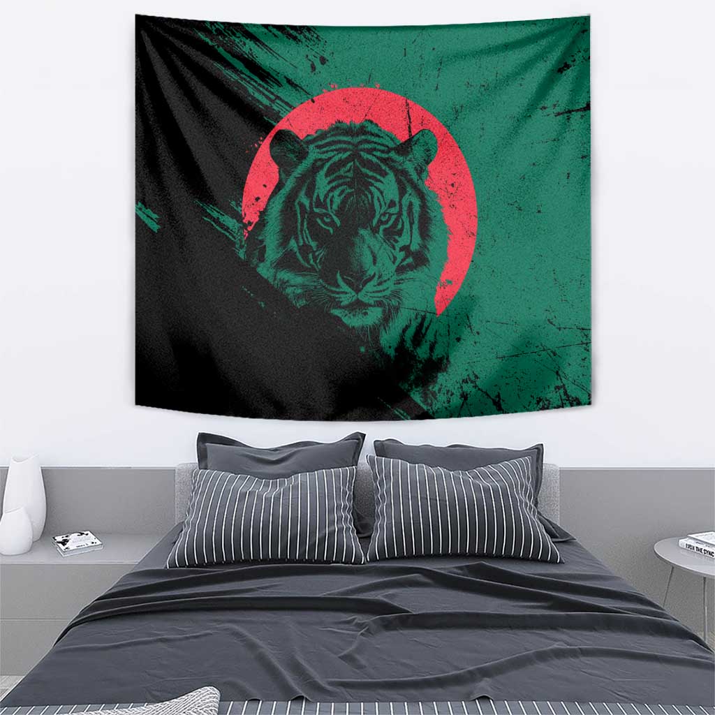 Bangladesh Bengal Tiger Tapestry with National Flag and Emblem Design