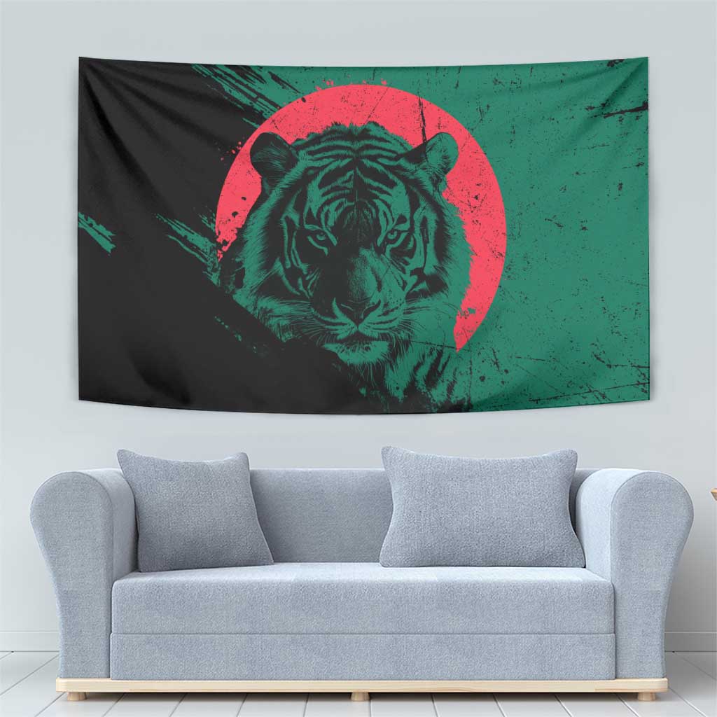 Bangladesh Bengal Tiger Tapestry with National Flag and Emblem Design