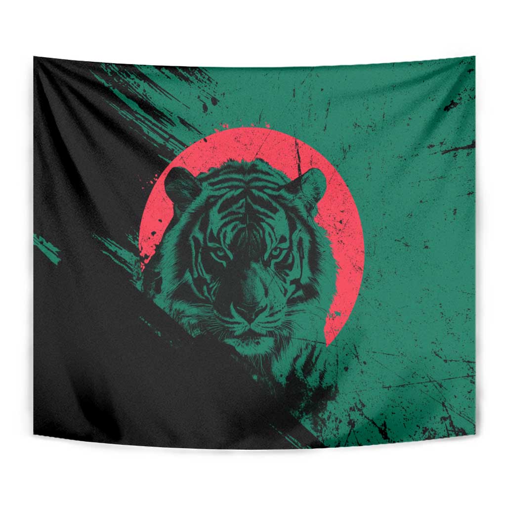 Bangladesh Bengal Tiger Tapestry with National Flag and Emblem Design