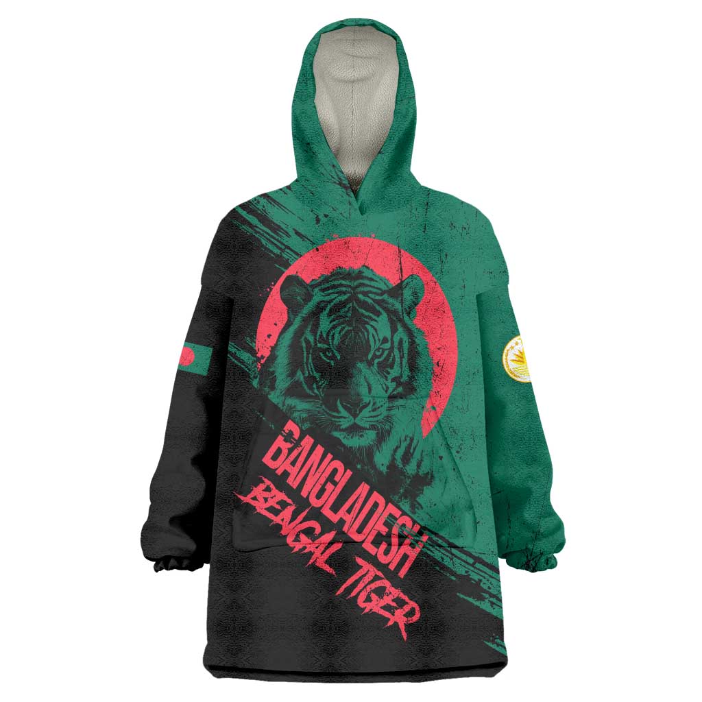 Bangladesh Bengal Tiger Wearable Blanket Hoodie with National Flag and Emblem Design