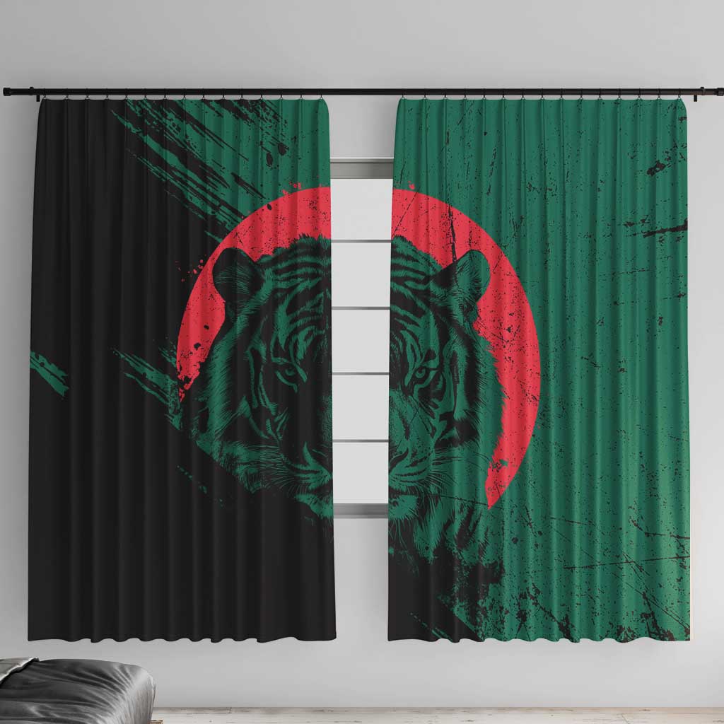 Bangladesh Bengal Tiger Window Curtain with National Flag and Emblem Design