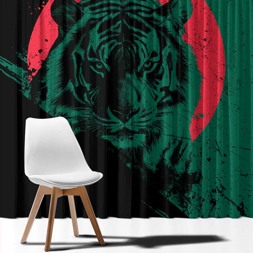 Bangladesh Bengal Tiger Window Curtain with National Flag and Emblem Design