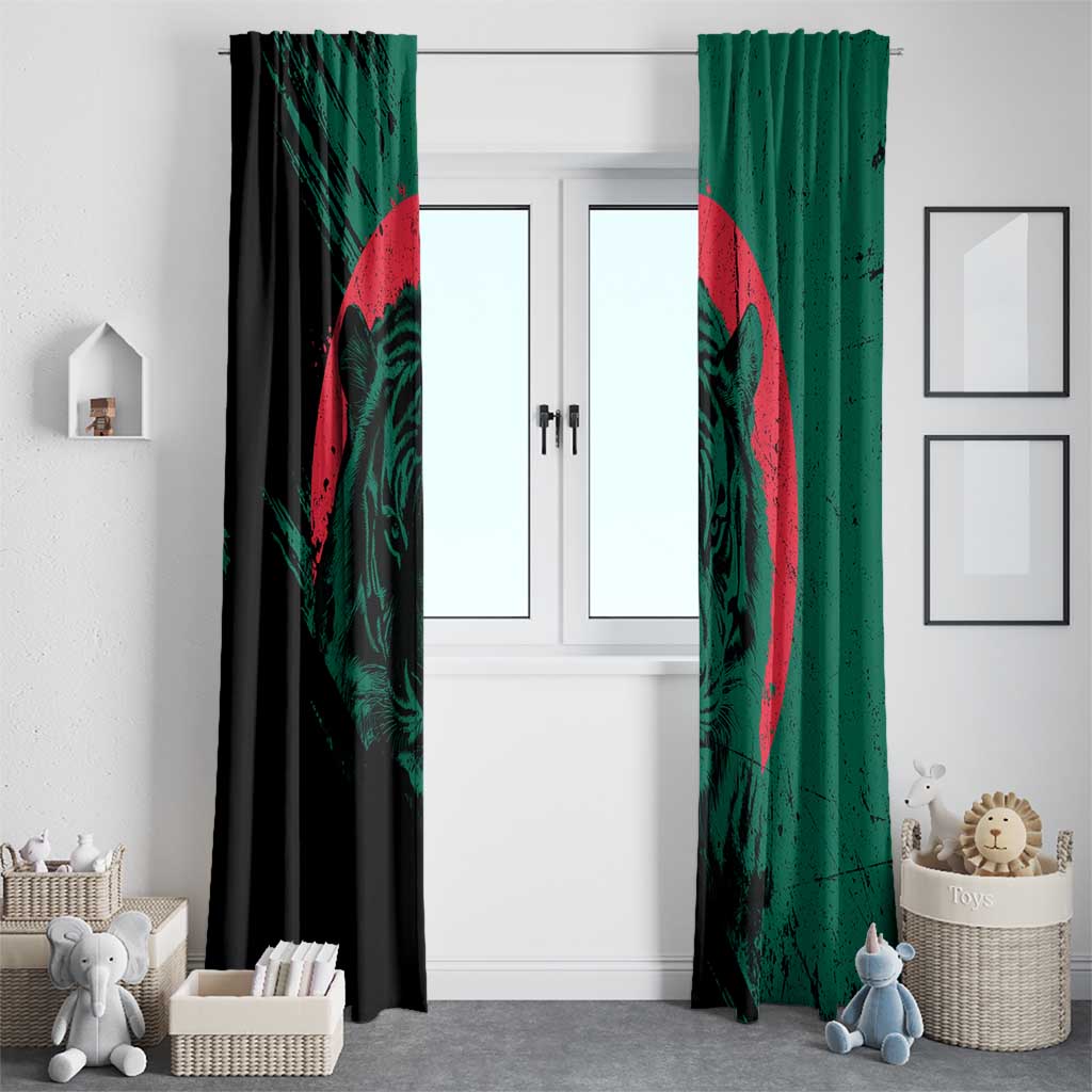 Bangladesh Bengal Tiger Window Curtain with National Flag and Emblem Design