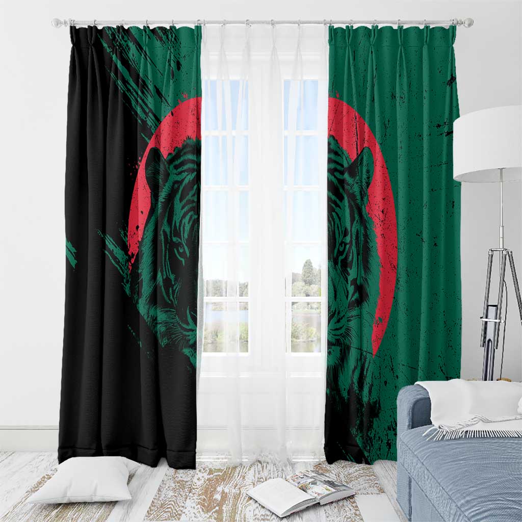 Bangladesh Bengal Tiger Window Curtain with National Flag and Emblem Design