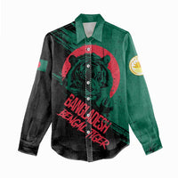 Bangladesh Bengal Tiger Women Casual Shirt with National Flag and Emblem Design