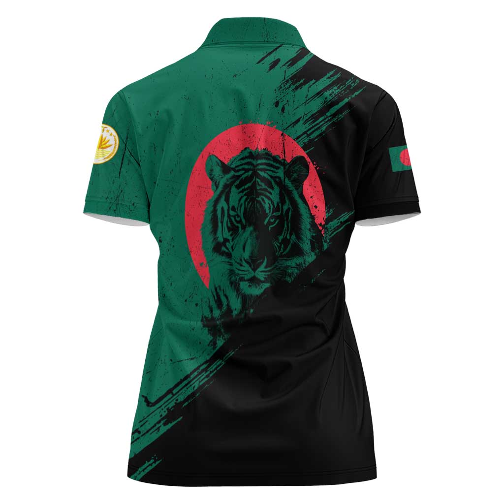 Bangladesh Bengal Tiger Women Polo Shirt with National Flag and Emblem Design