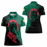 Bangladesh Bengal Tiger Women Polo Shirt with National Flag and Emblem Design