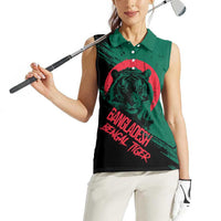 Bangladesh Bengal Tiger Women Sleeveless Polo Shirt with National Flag and Emblem Design
