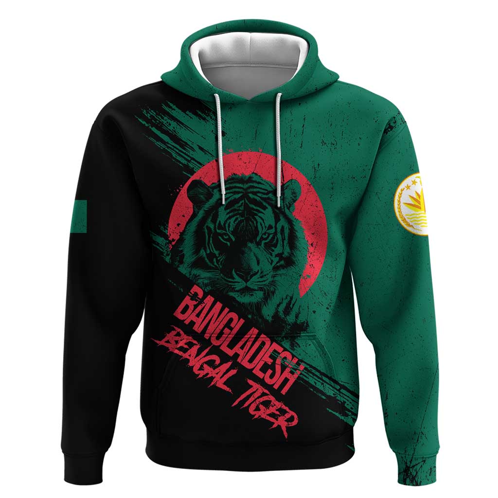 Bangladesh Bengal Tiger Zip Hoodie with National Flag and Emblem Design