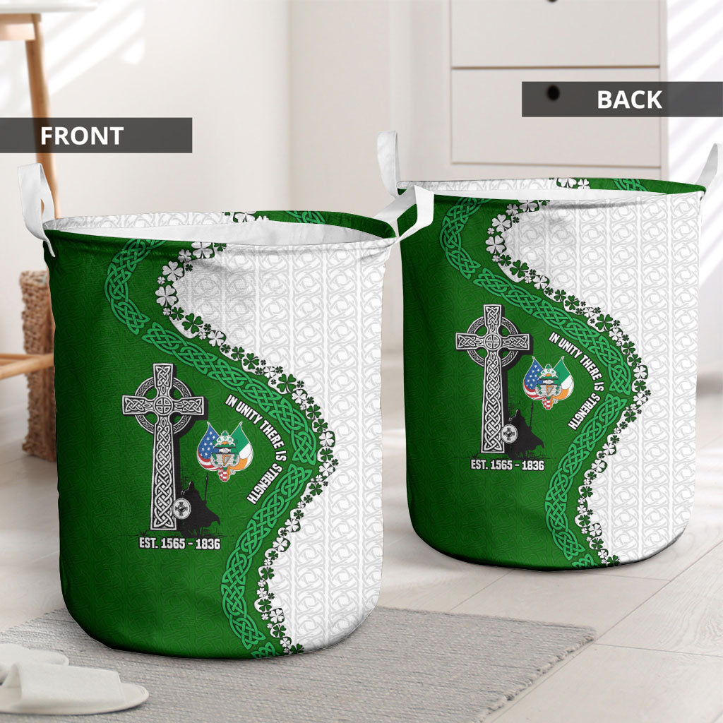 Ancient Order Of Hibernians Laundry Basket Celtic Cross Irish American Flag Heritage