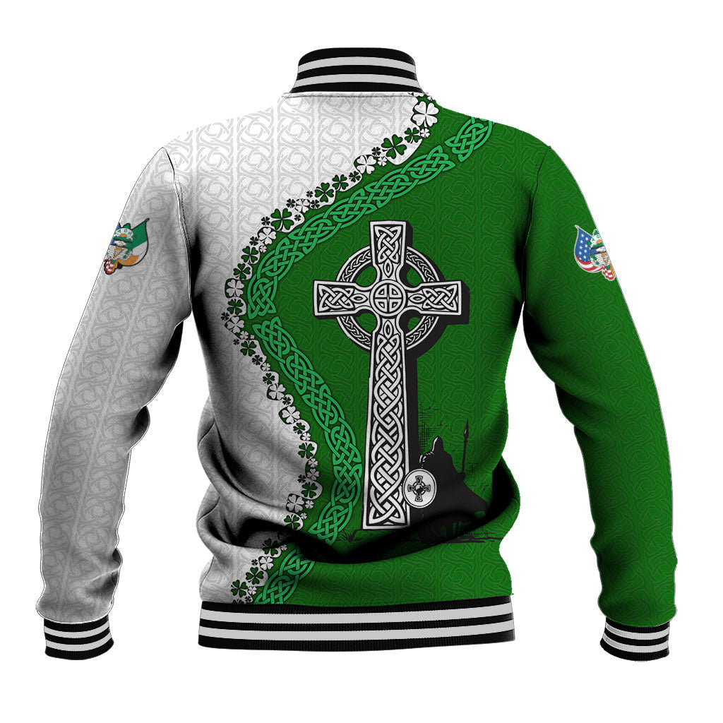 Ancient Order Of Hibernians Baseball Jacket Celtic Cross Irish American Flag Heritage