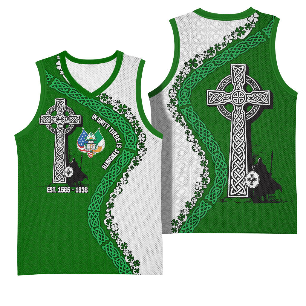 Ancient Order Of Hibernians Basketball Jersey Celtic Cross Irish American Flag Heritage