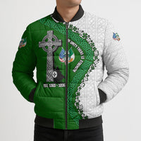 Ancient Order Of Hibernians Bomber Puffer Jacket Celtic Cross Irish American Flag Heritage