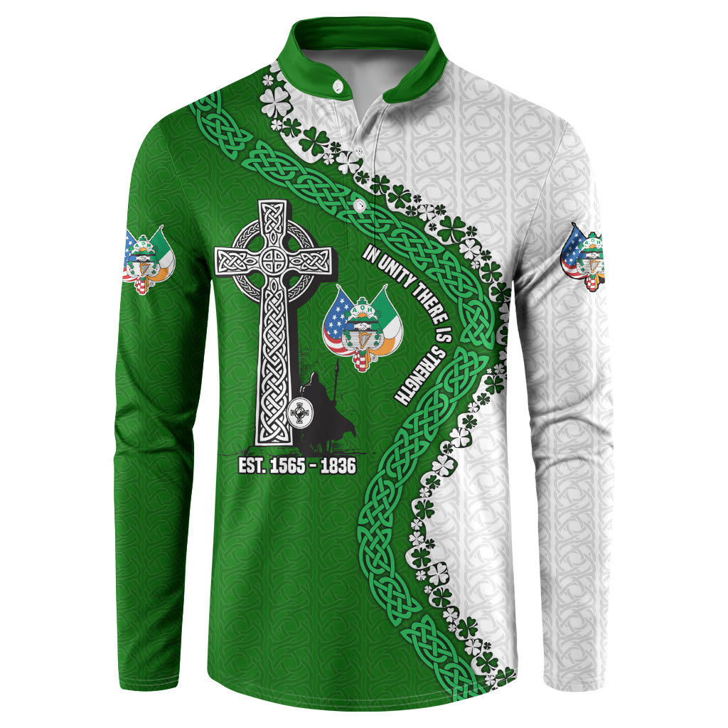 Ancient Order Of Hibernians Button Sweatshirt Celtic Cross Irish American Flag Heritage