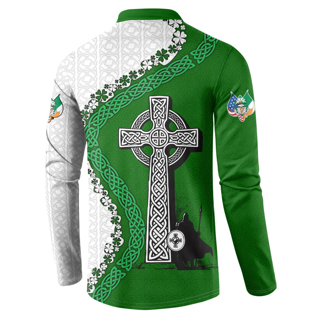 Ancient Order Of Hibernians Button Sweatshirt Celtic Cross Irish American Flag Heritage