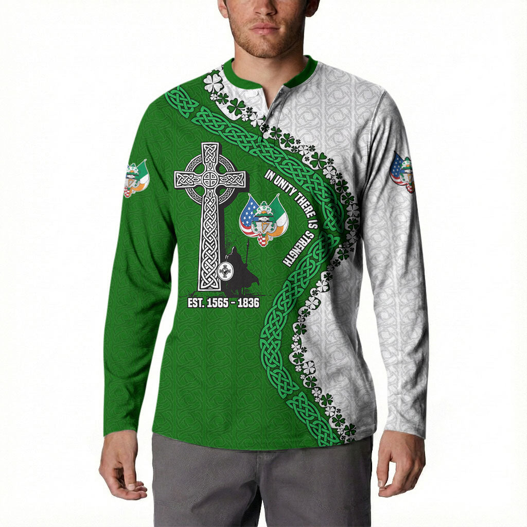 Ancient Order Of Hibernians Button Sweatshirt Celtic Cross Irish American Flag Heritage