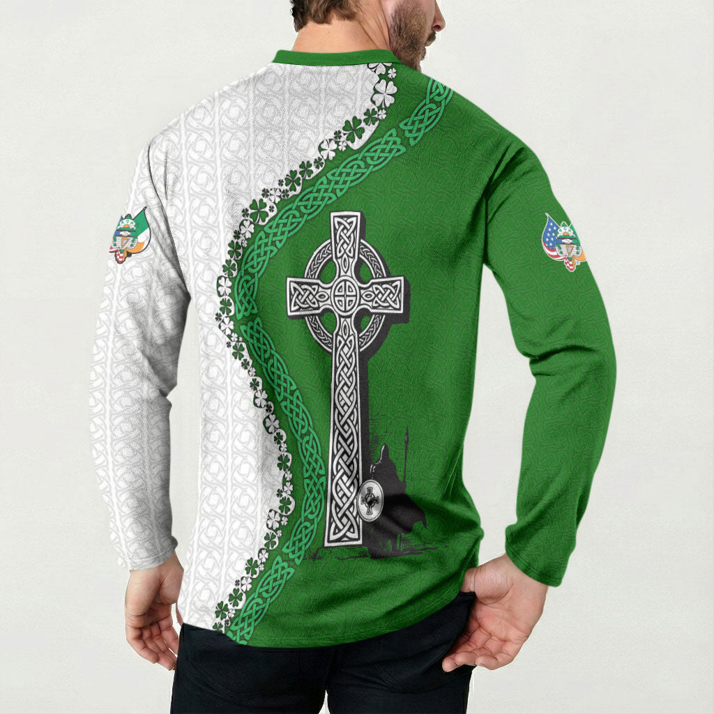 Ancient Order Of Hibernians Button Sweatshirt Celtic Cross Irish American Flag Heritage