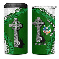 Ancient Order Of Hibernians 4 in 1 Can Cooler Tumbler Celtic Cross Irish American Flag Heritage