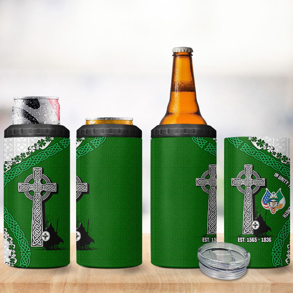 Ancient Order Of Hibernians 4 in 1 Can Cooler Tumbler Celtic Cross Irish American Flag Heritage