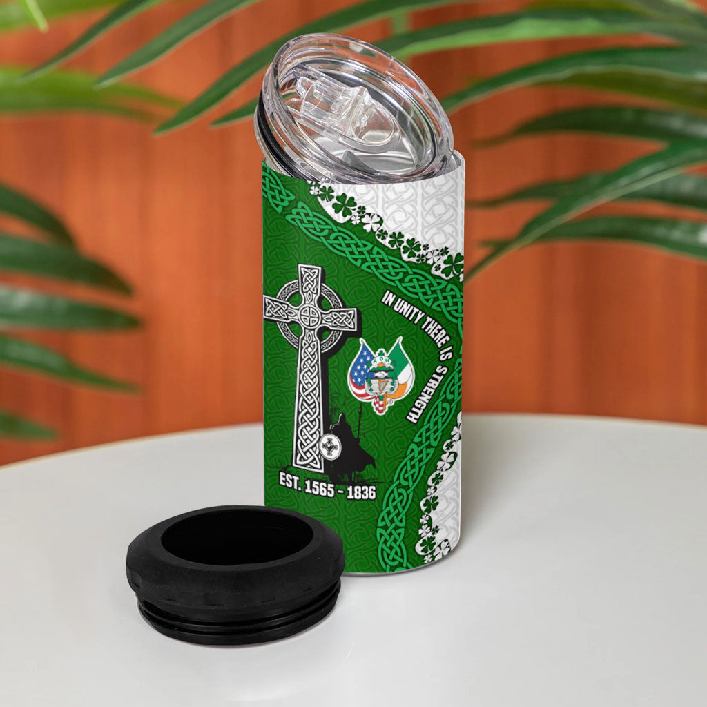Ancient Order Of Hibernians 4 in 1 Can Cooler Tumbler Celtic Cross Irish American Flag Heritage