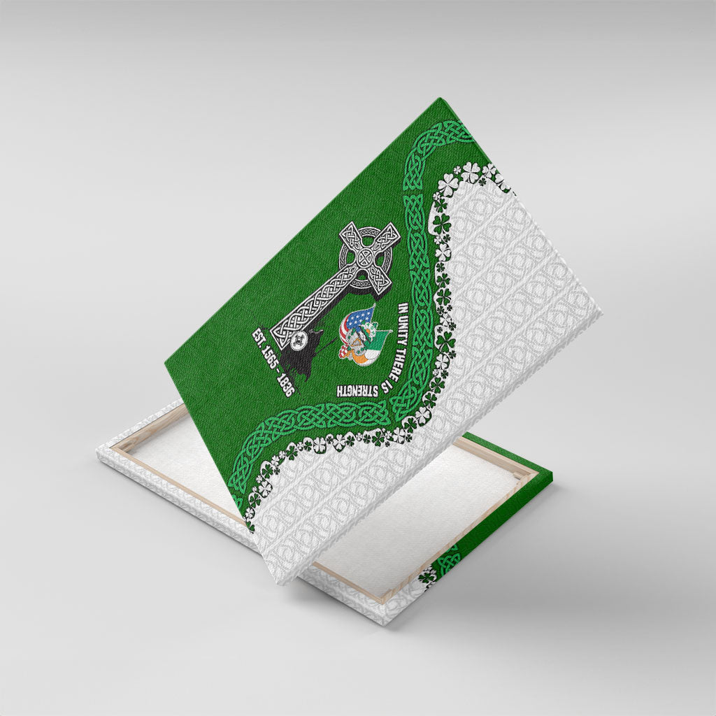 Ancient Order Of Hibernians Canvas Wall Art Celtic Cross Irish American Flag Heritage