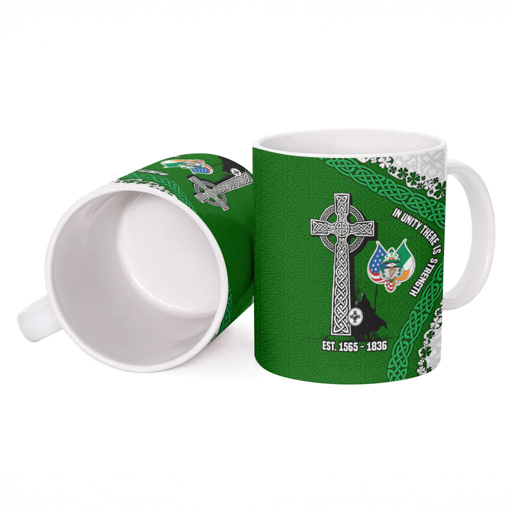 Ancient Order Of Hibernians Ceramic Mug Celtic Cross Irish American Flag Heritage