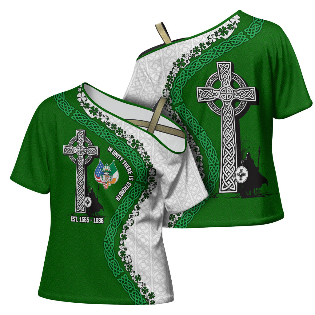 Ancient Order Of Hibernians Cross Shoulder Shirt Celtic Cross Irish American Flag Heritage