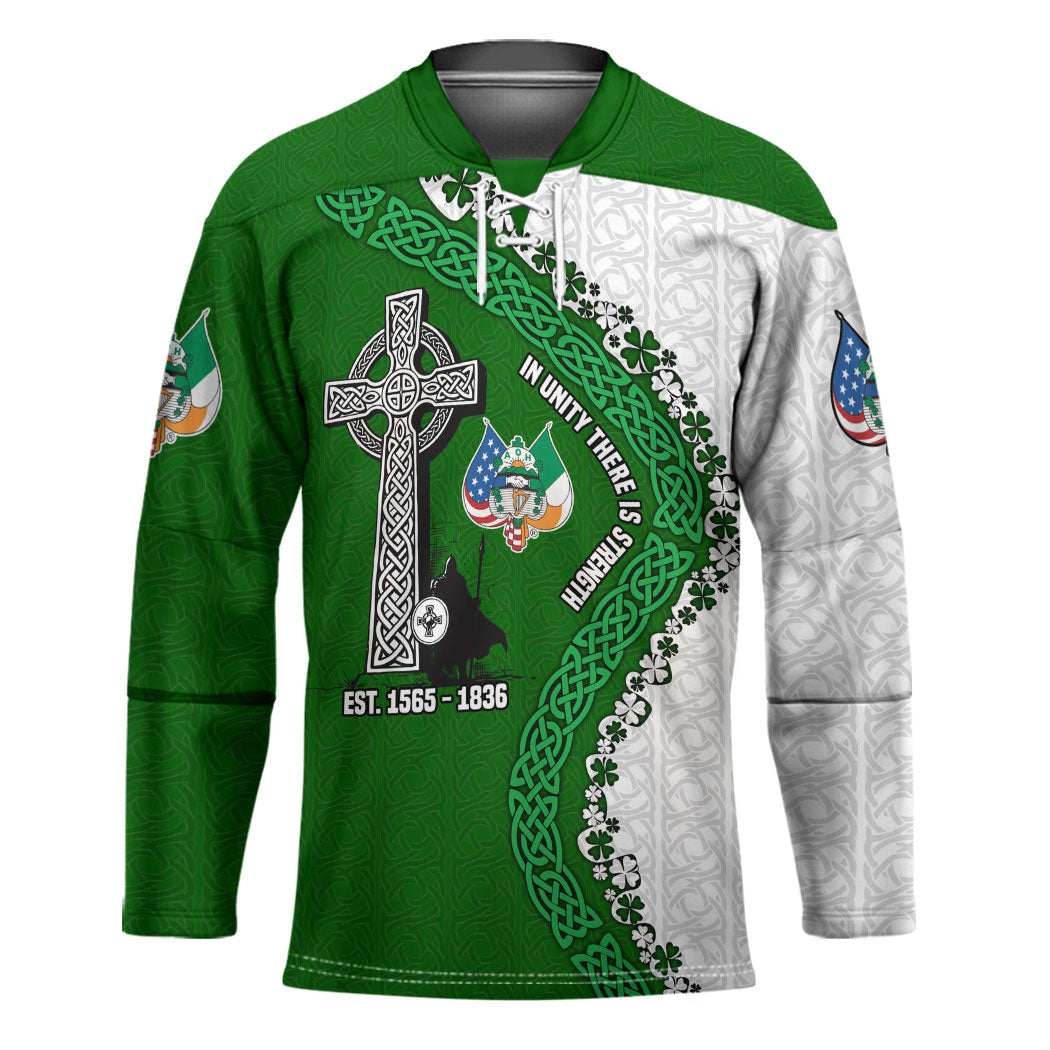 Ancient Order Of Hibernians Hockey Jersey Celtic Cross Irish American Flag Heritage