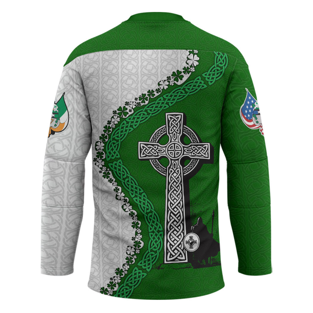 Ancient Order Of Hibernians Hockey Jersey Celtic Cross Irish American Flag Heritage