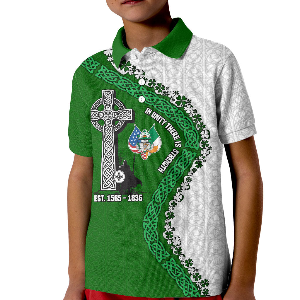 Ancient Order Of Hibernians Kid Polo Shirt Celtic Cross Irish American Flag Heritage