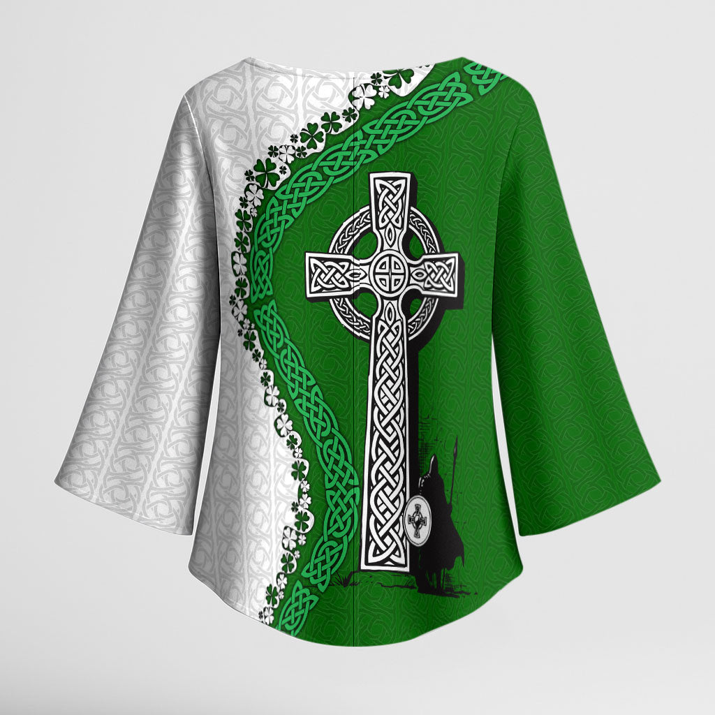 Ancient Order Of Hibernians Kimono Sleeve Blouse Celtic Cross Irish American Flag Heritage