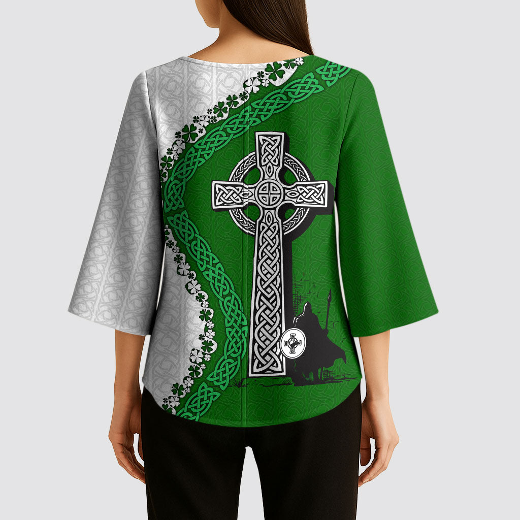 Ancient Order Of Hibernians Kimono Sleeve Blouse Celtic Cross Irish American Flag Heritage
