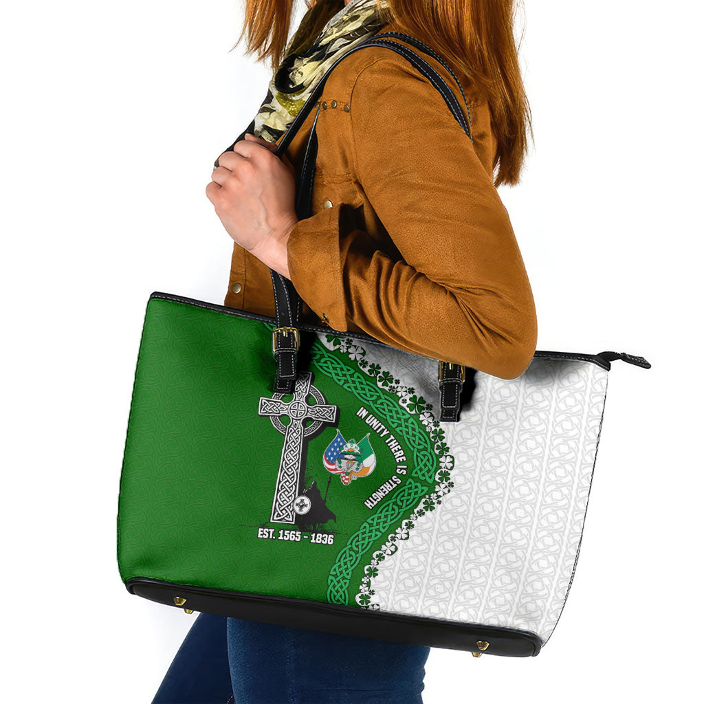 Ancient Order Of Hibernians Leather Tote Bag Celtic Cross Irish American Flag Heritage