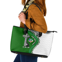 Ancient Order Of Hibernians Leather Tote Bag Celtic Cross Irish American Flag Heritage