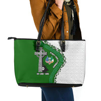 Ancient Order Of Hibernians Leather Tote Bag Celtic Cross Irish American Flag Heritage