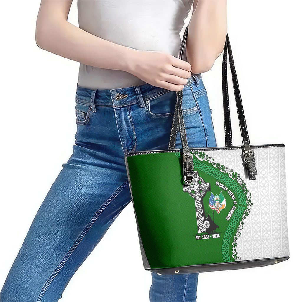 Ancient Order Of Hibernians Leather Tote Bag Celtic Cross Irish American Flag Heritage