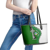 Ancient Order Of Hibernians Leather Tote Bag Celtic Cross Irish American Flag Heritage