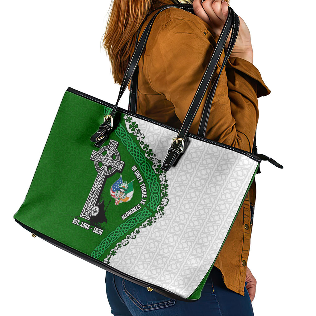 Ancient Order Of Hibernians Leather Tote Bag Celtic Cross Irish American Flag Heritage