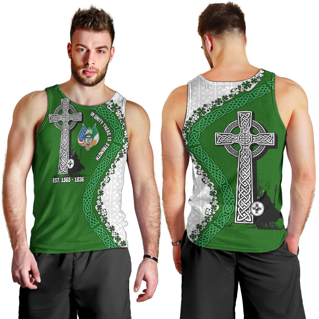 Ancient Order Of Hibernians Men Tank Top Celtic Cross Irish American Flag Heritage