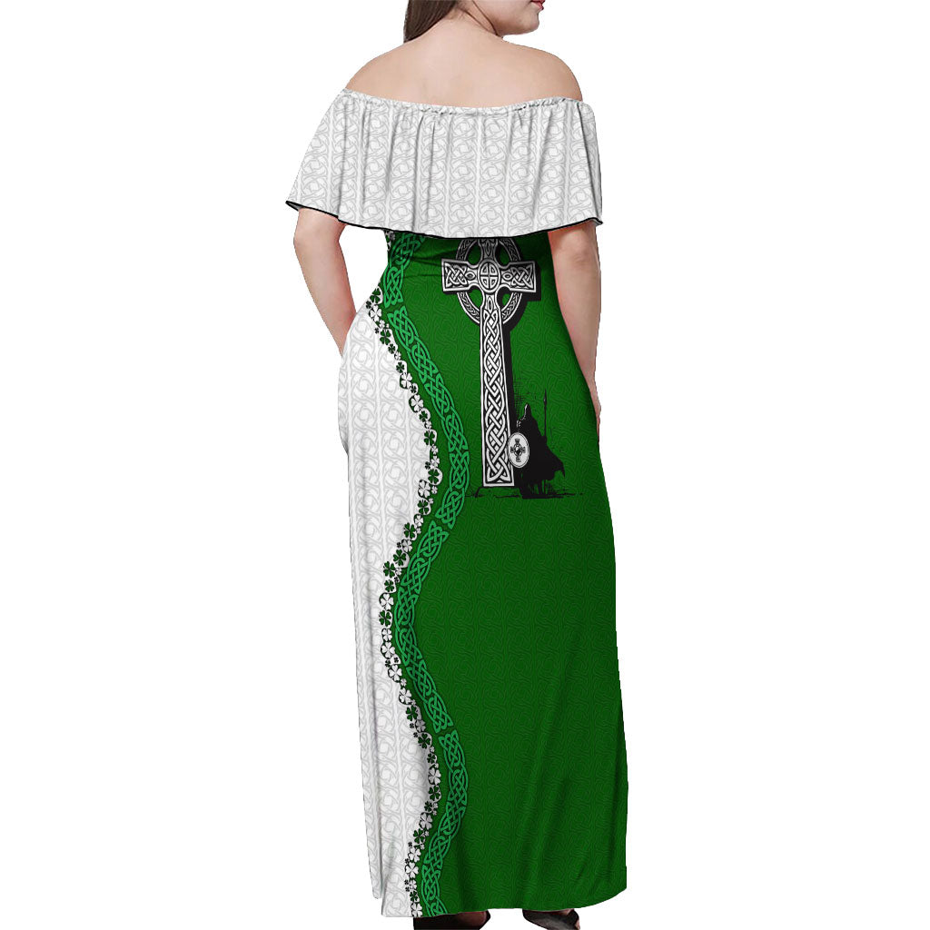 Ancient Order Of Hibernians Off Shoulder Maxi Dress Celtic Cross Irish American Flag Heritage