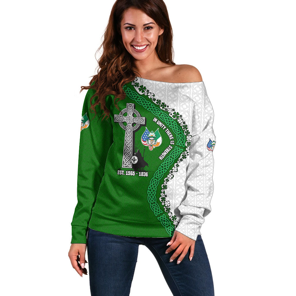 Ancient Order Of Hibernians Off Shoulder Sweater Celtic Cross Irish American Flag Heritage