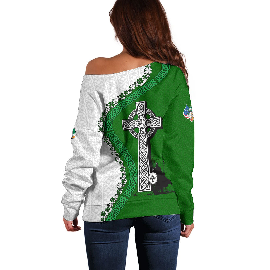 Ancient Order Of Hibernians Off Shoulder Sweater Celtic Cross Irish American Flag Heritage