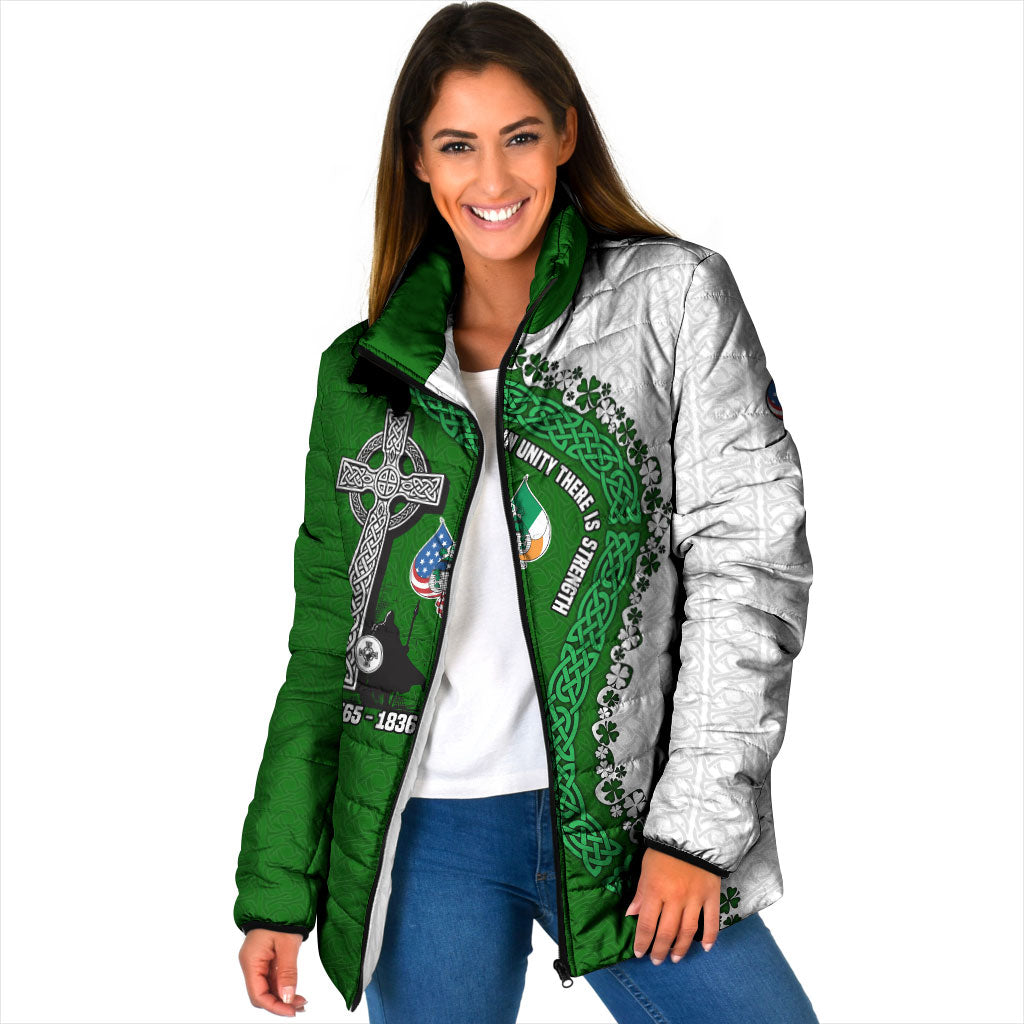 Ancient Order Of Hibernians Padded Jacket Celtic Cross Irish American Flag Heritage