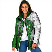 Ancient Order Of Hibernians Padded Jacket Celtic Cross Irish American Flag Heritage