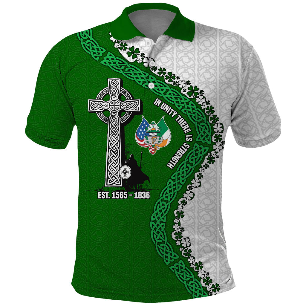 Ancient Order Of Hibernians Polo Shirt Celtic Cross Irish American Flag Heritage