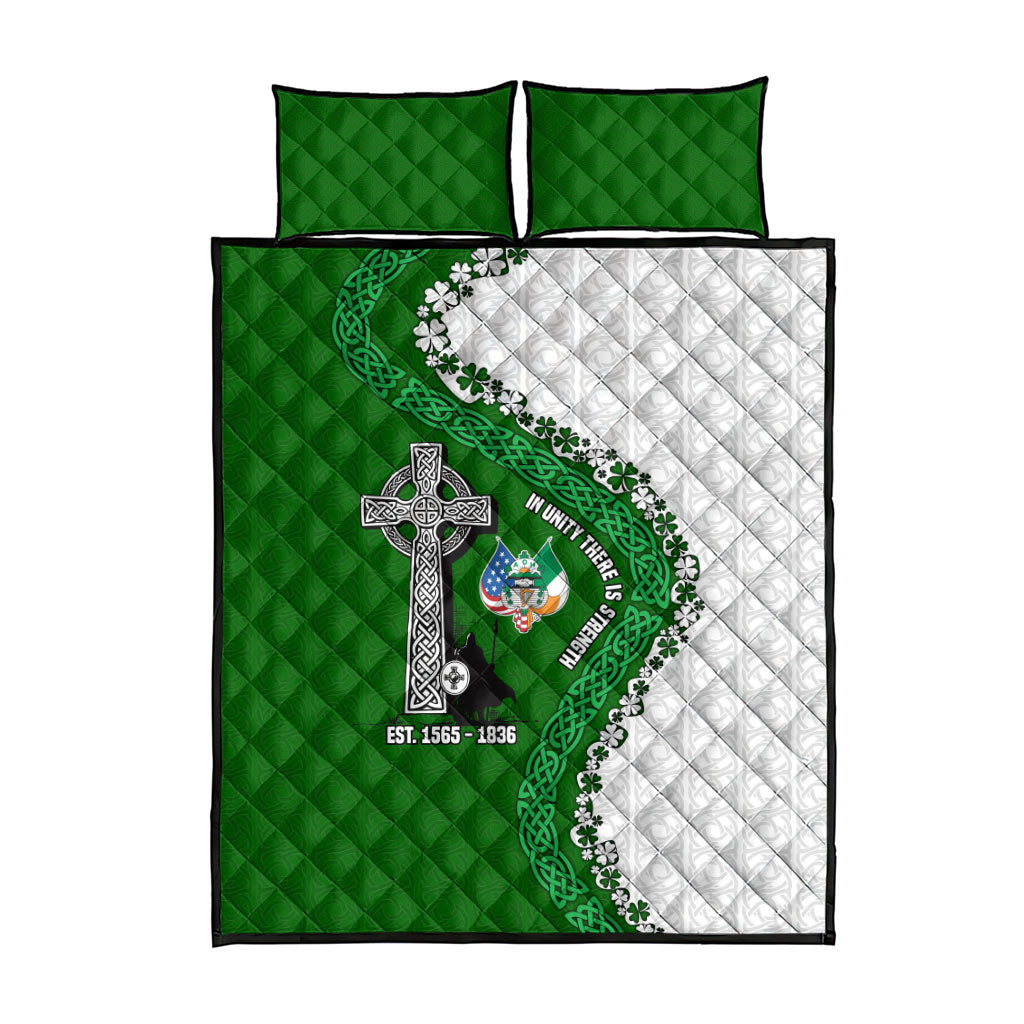 Ancient Order Of Hibernians Quilt Bed Set Celtic Cross Irish American Flag Heritage