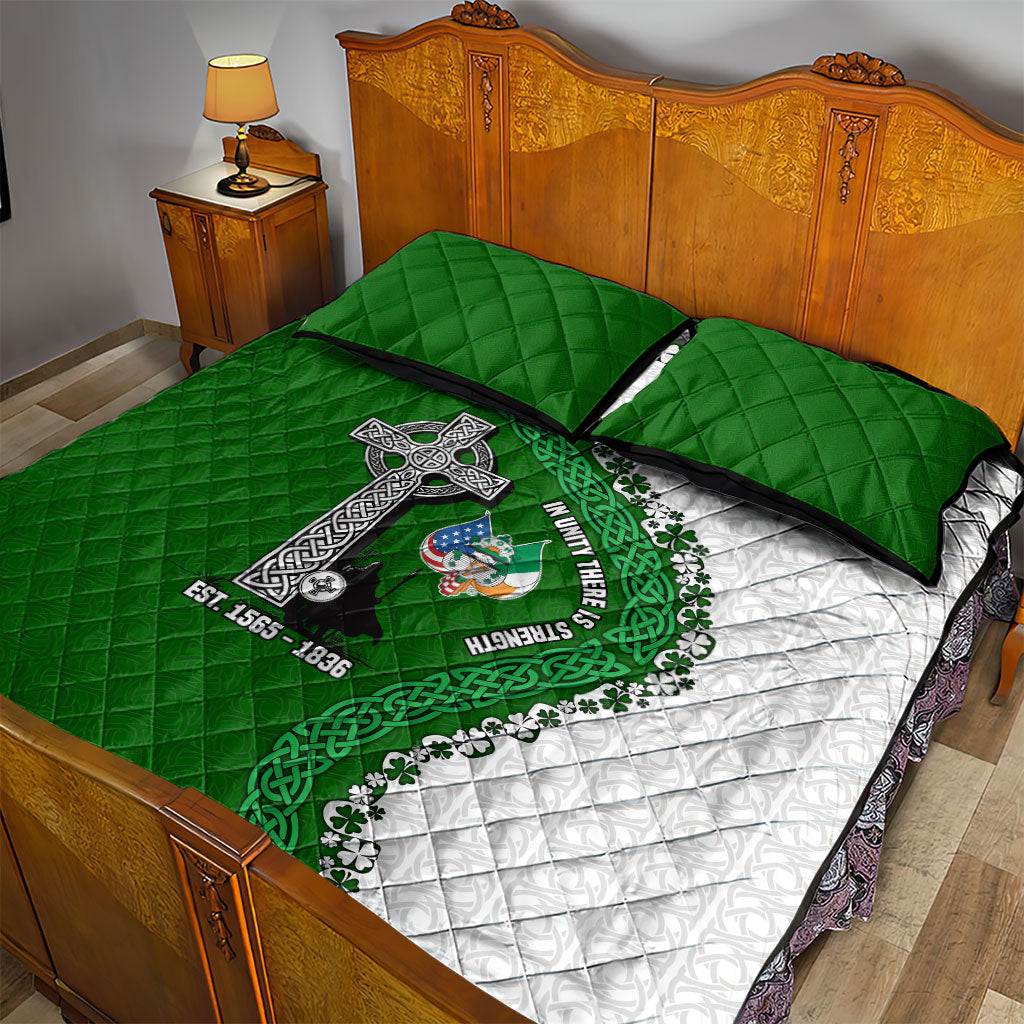 Ancient Order Of Hibernians Quilt Bed Set Celtic Cross Irish American Flag Heritage