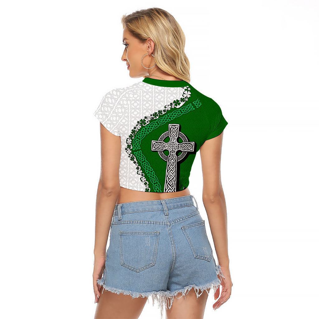 Ancient Order Of Hibernians Raglan Cropped T Shirt Celtic Cross Irish American Flag Heritage