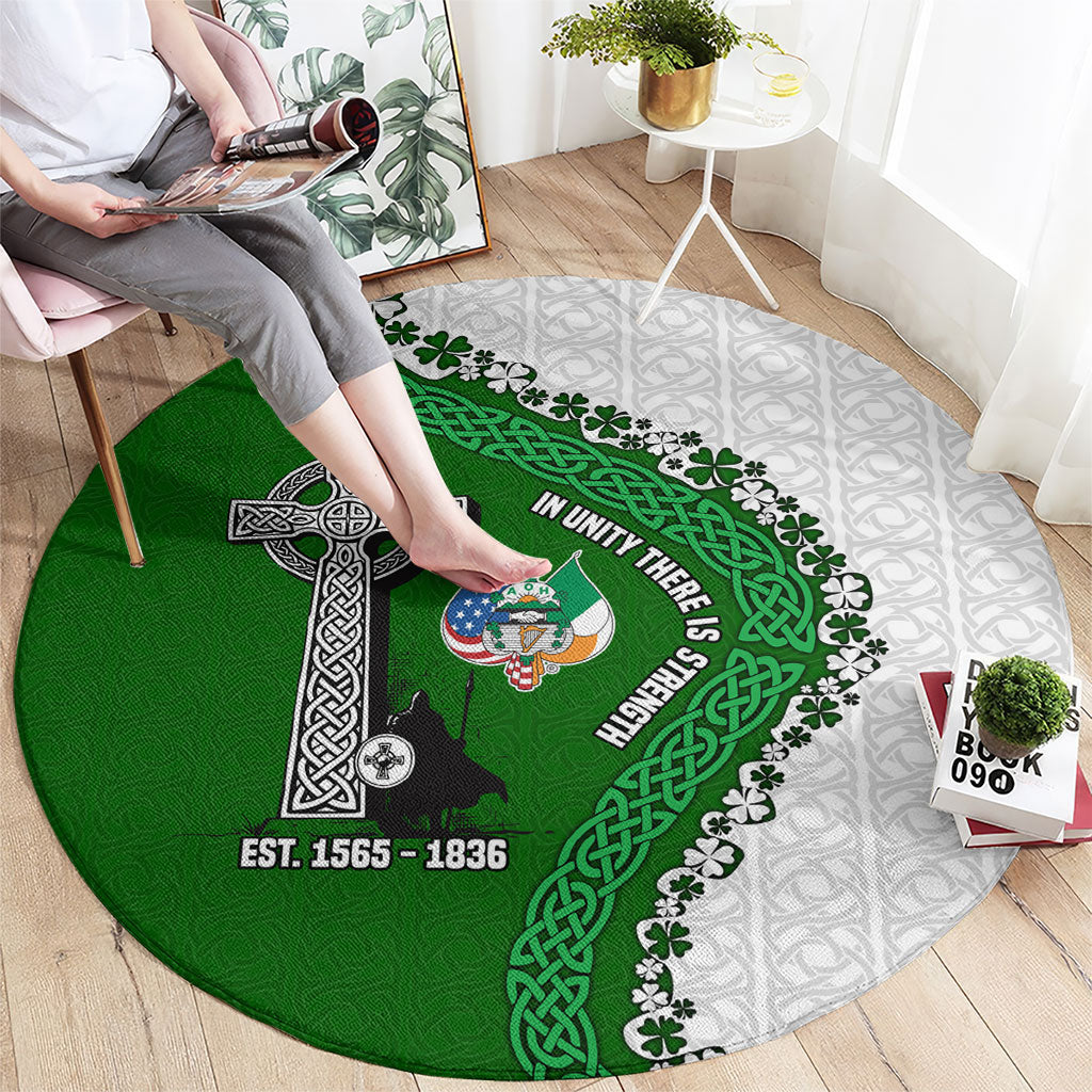 Ancient Order Of Hibernians Round Carpet Celtic Cross Irish American Flag Heritage